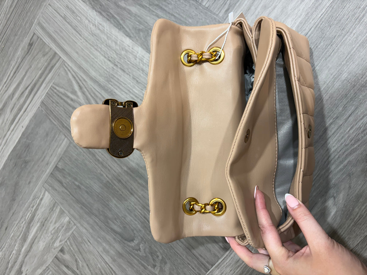 Quilted Bus Bag - Nude with Gold Hardware
