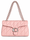 Quilted Bus Bag - Pink with Silver hardware