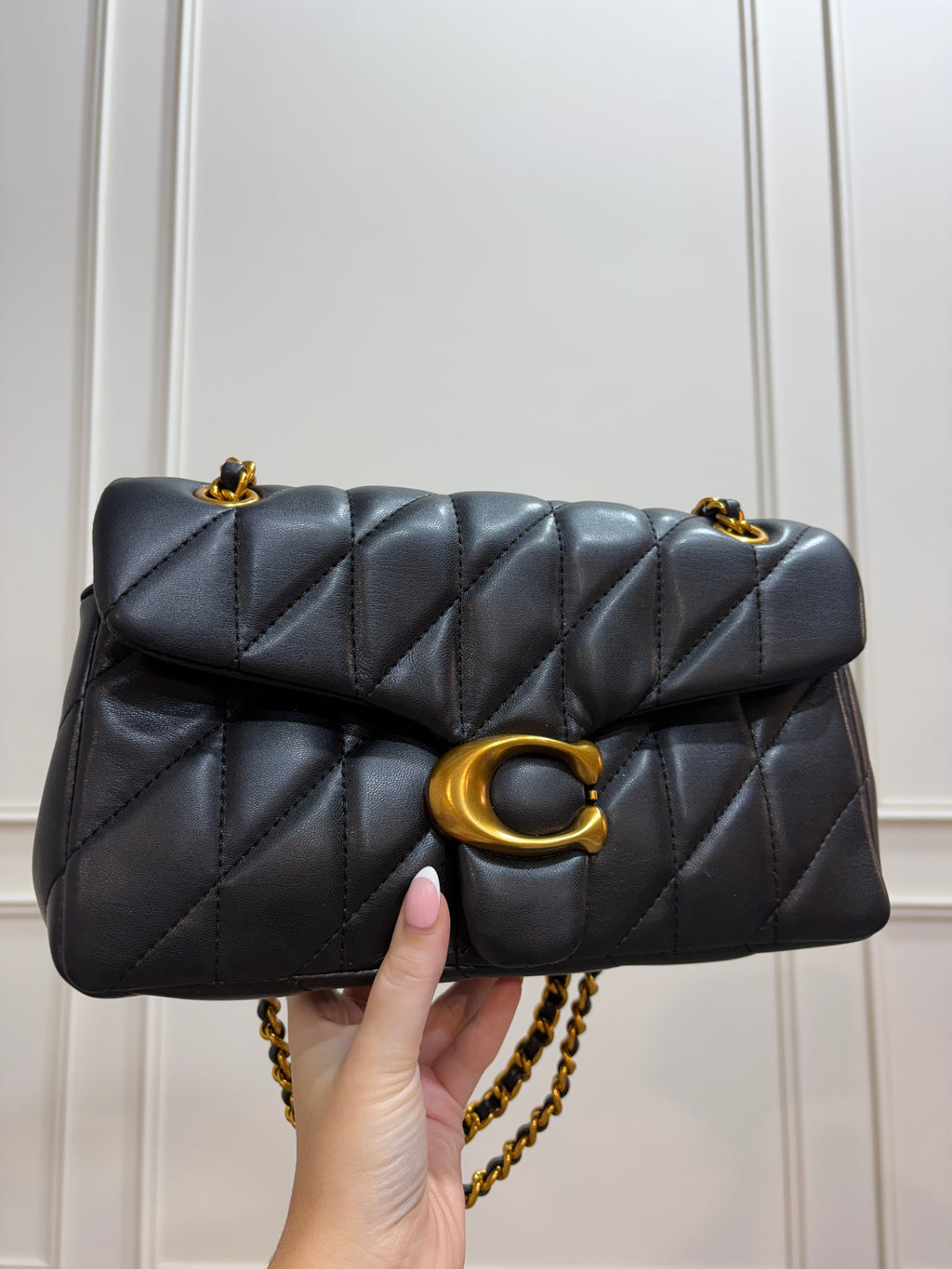 Quilted Bus Bag - Black with Gold Hardware