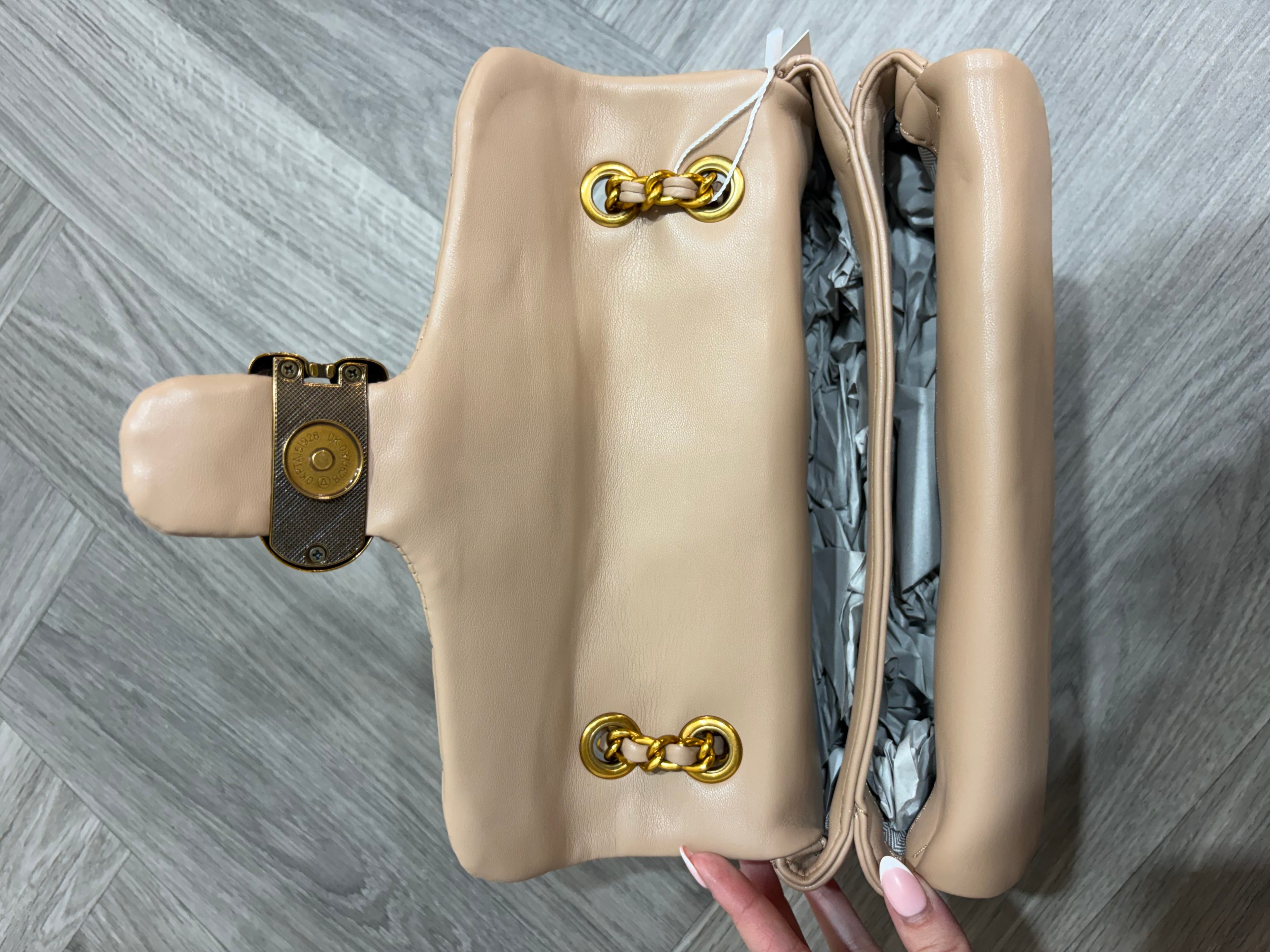 Quilted Bus Bag - Nude with Gold Hardware