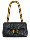 Quilted Bus Bag - Black with Gold Hardware