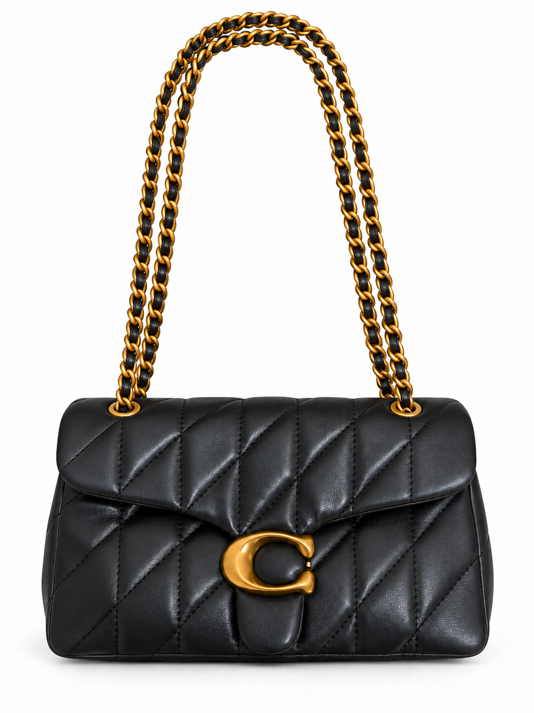 Quilted Bus Bag - Black with Gold Hardware
