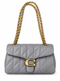 Quilted Bus Bag - Grey with Gold Hardware