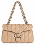 Quilted Bus Bag- Nude with Silver Hardware