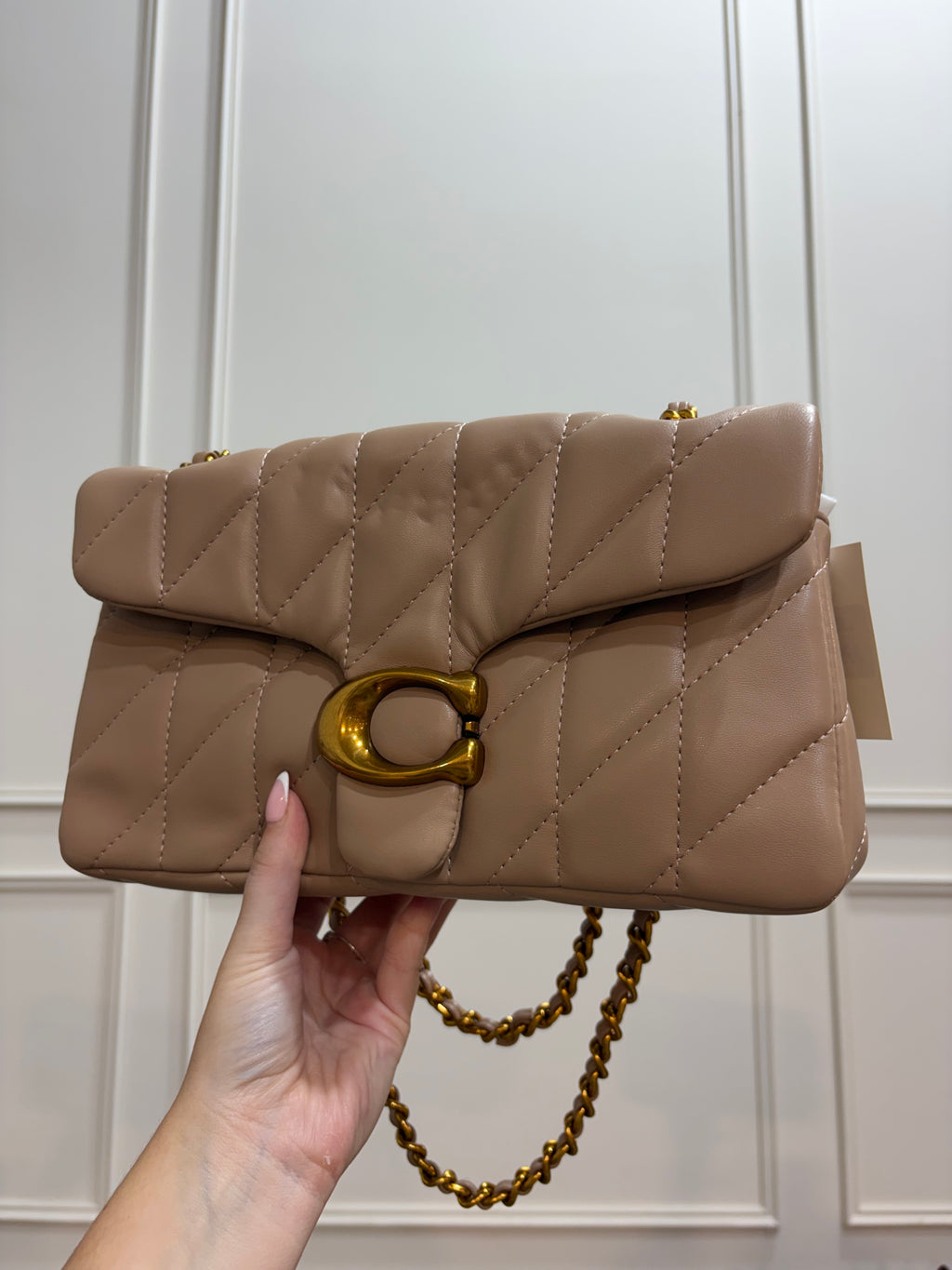 Quilted Bus Bag - Nude with Gold Hardware