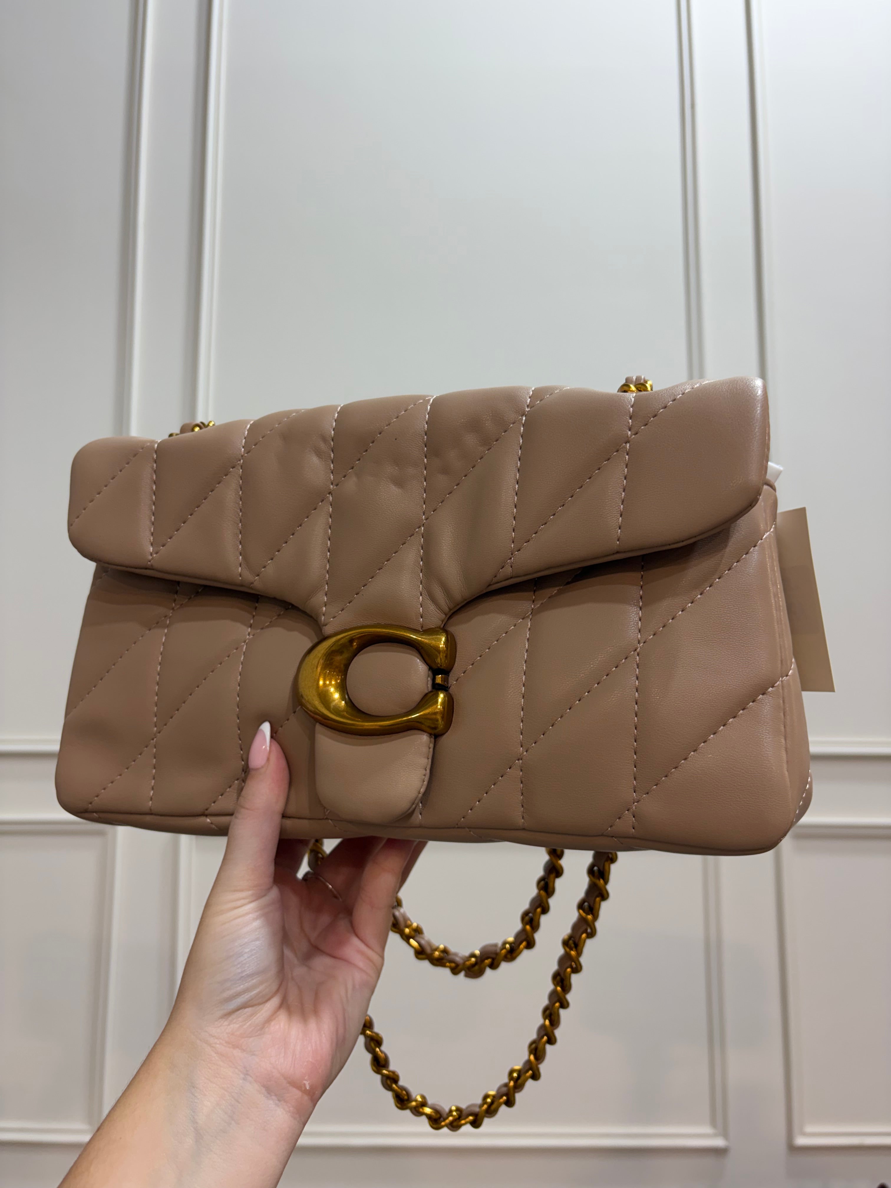 Quilted Bus Bag - Nude with Gold Hardware