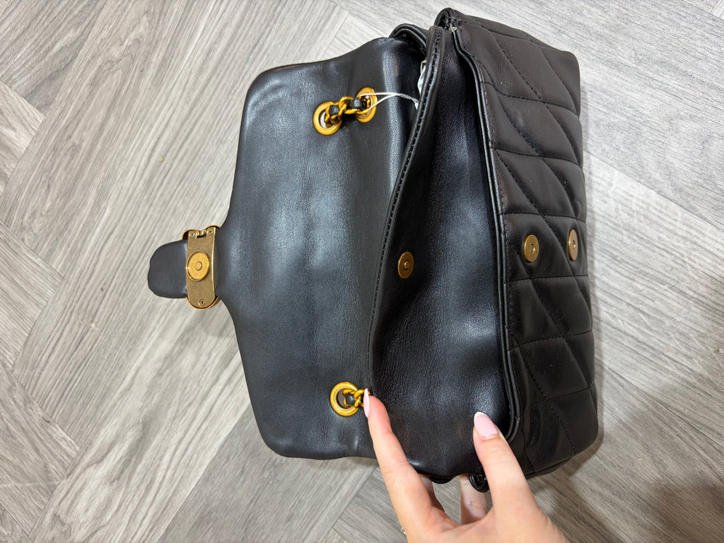Quilted Bus Bag - Black with Gold Hardware