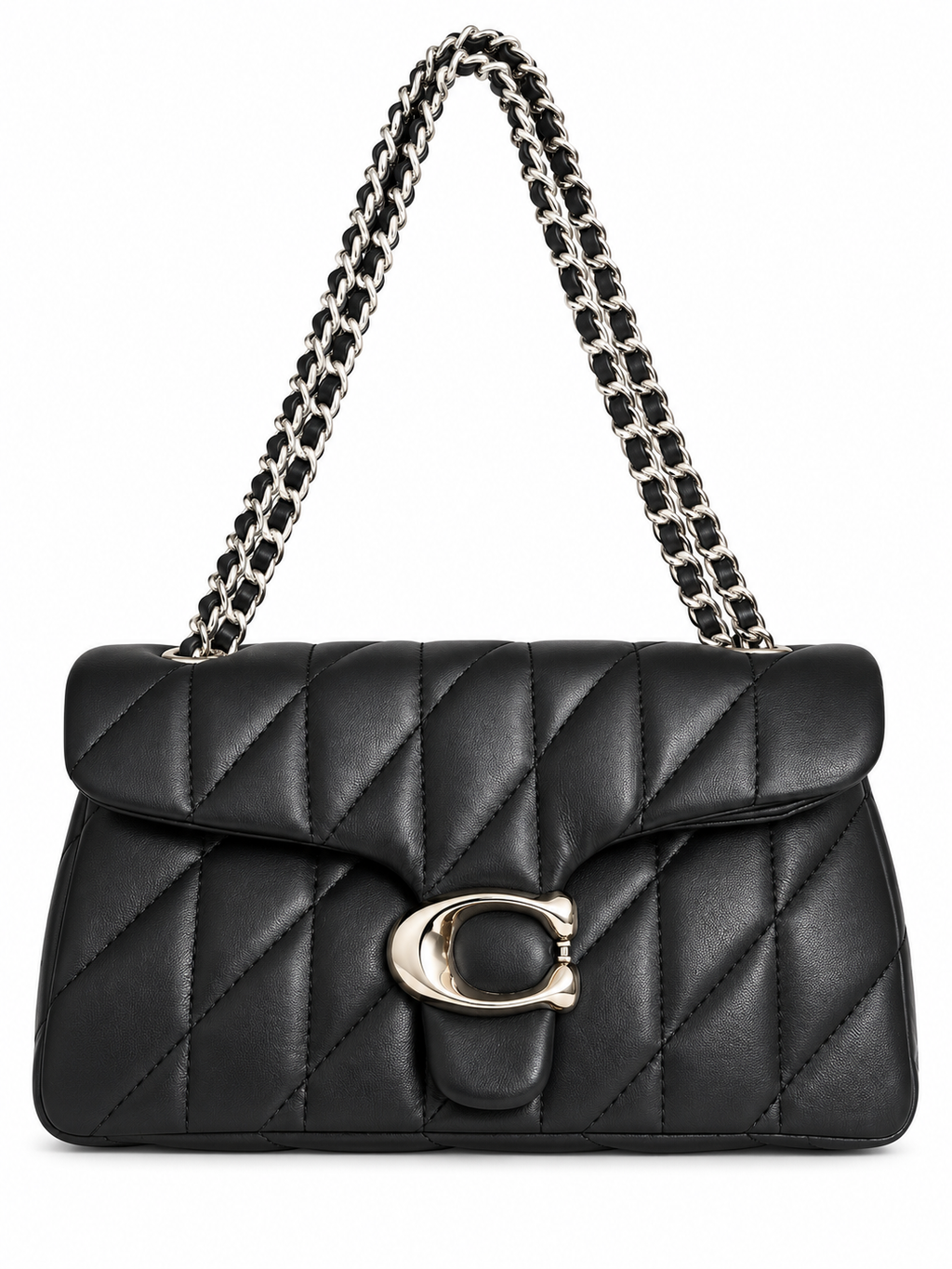Quilted Bus Bag - Black with Silver Hardware