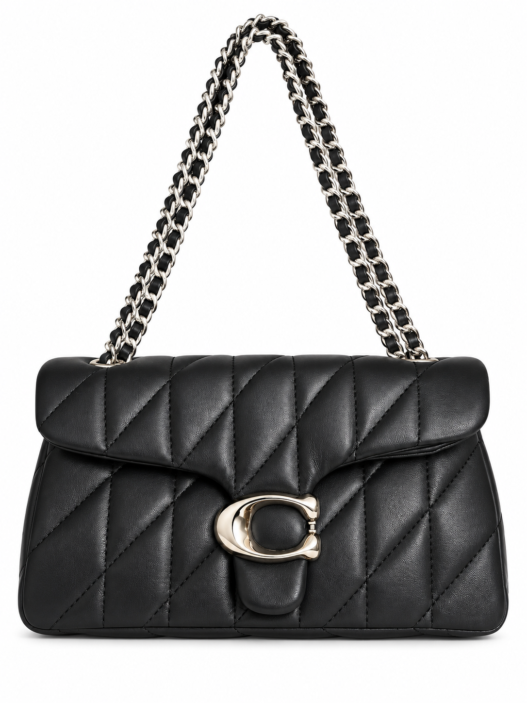Quilted Bus Bag - Black with Silver Hardware
