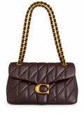 Quilted Bus Bag - Brown with Gold Hardware