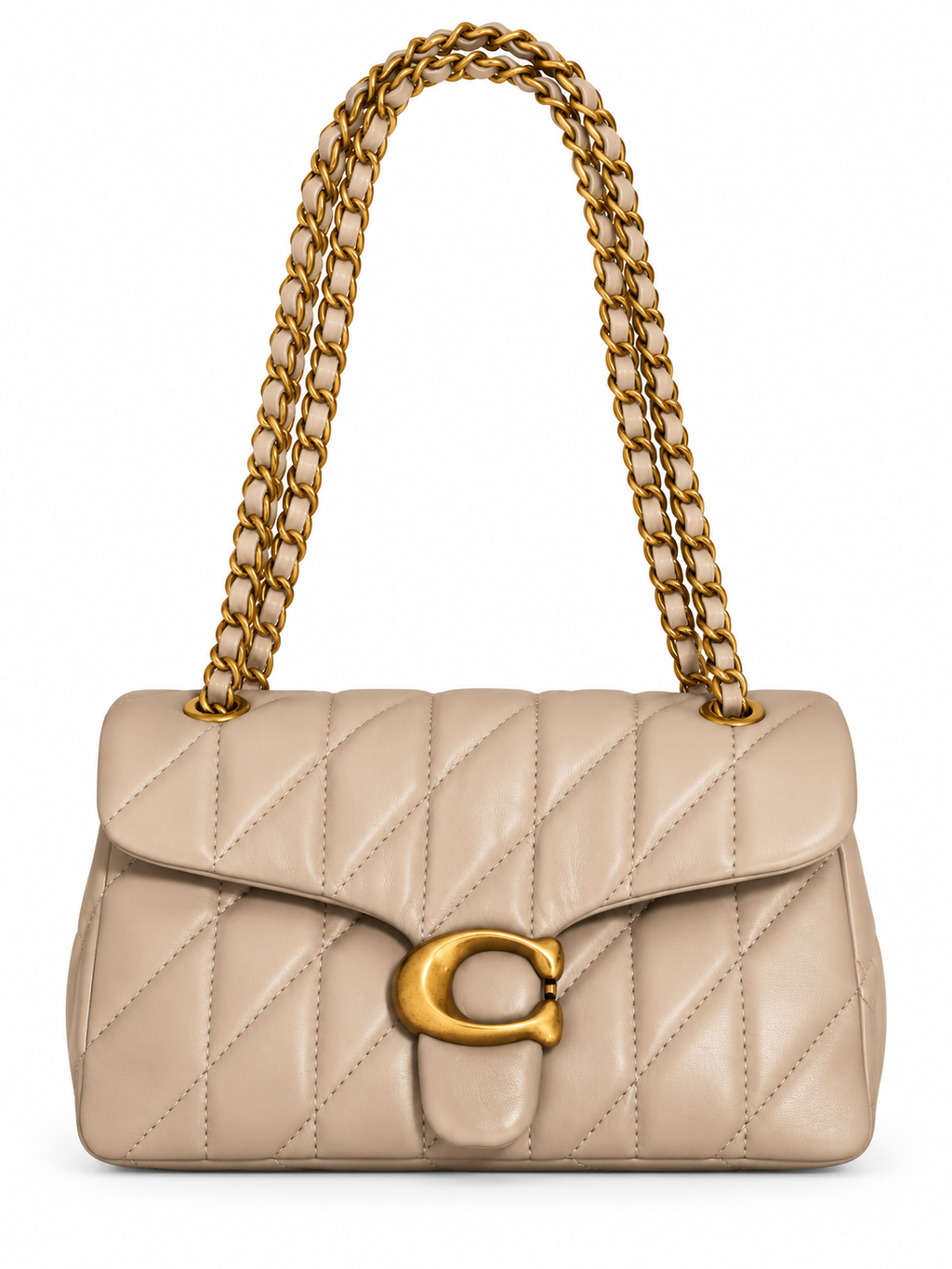 Quilted Bus Bag - Nude with Gold Hardware