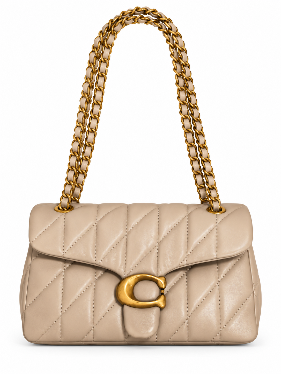 Quilted Bus Bag - Nude with Gold Hardware