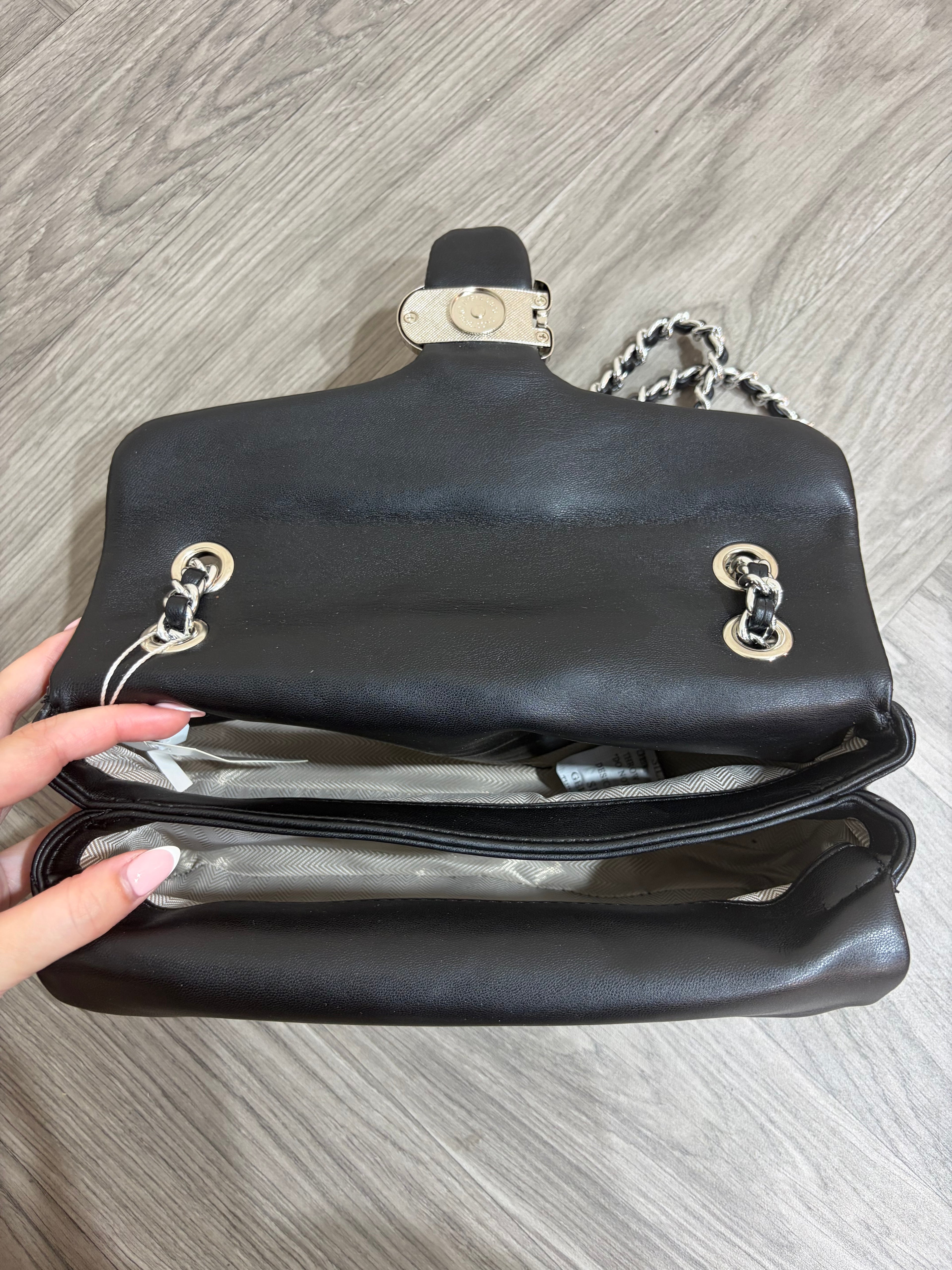 Quilted Bus Bag - Black with Silver Hardware